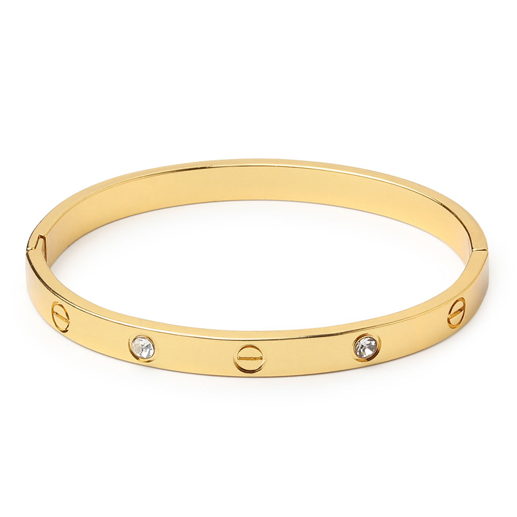 NUSH Jewel Gold-Tone Screw Motif Crystal Bracelet for Women