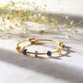 Gold-Tone Blue Evil Eye Cable Bracelet for Women