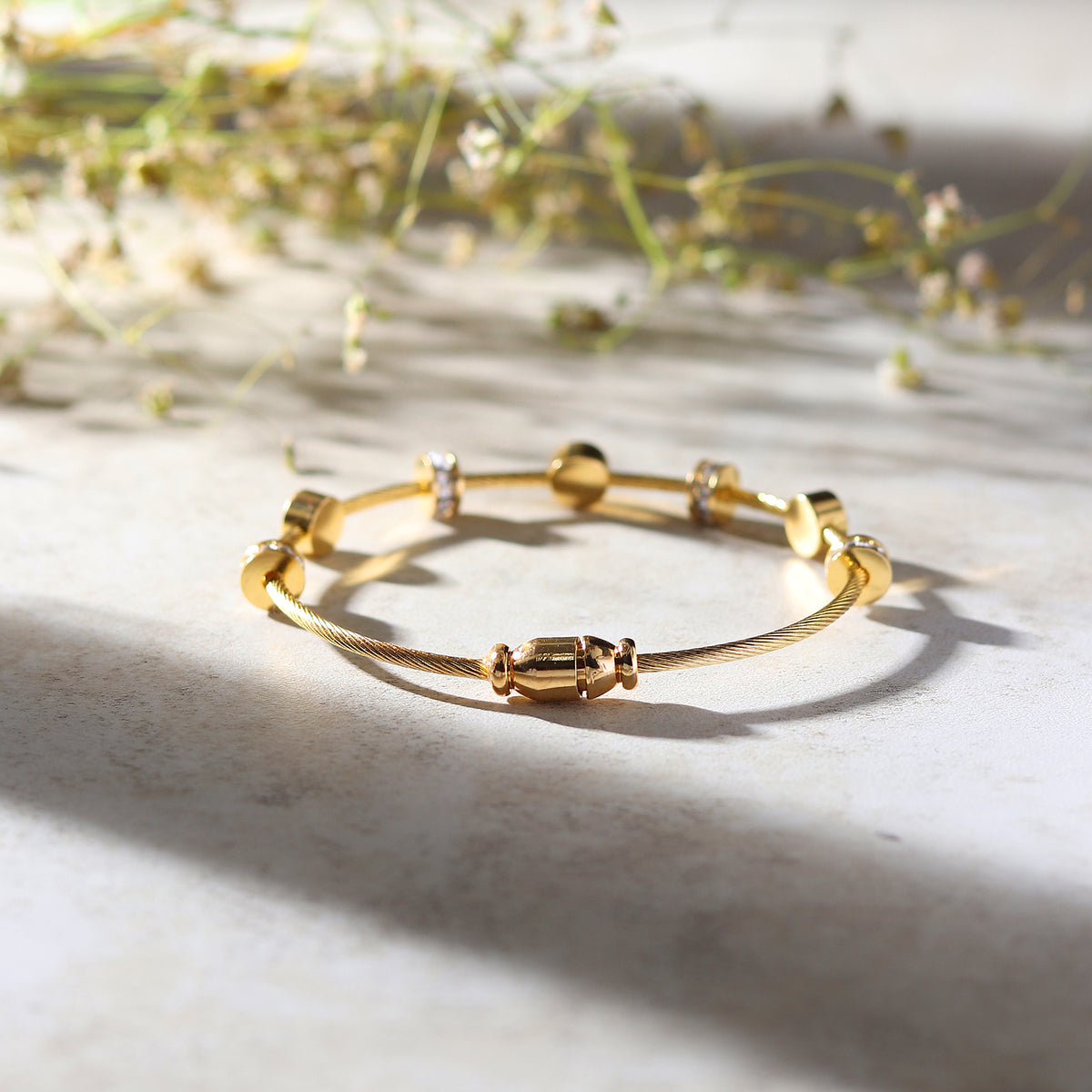 Gold-Tone Blue Evil Eye Cable Bracelet for Women