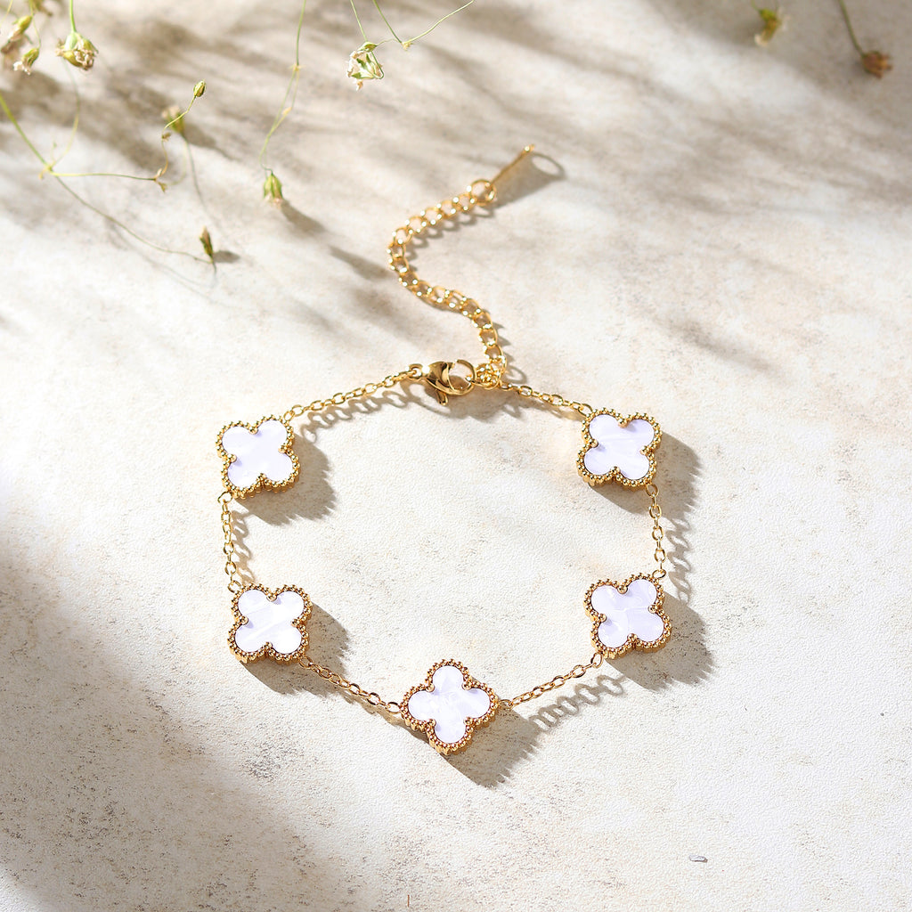 Gold-Tone Black Clover Bracelet for Women