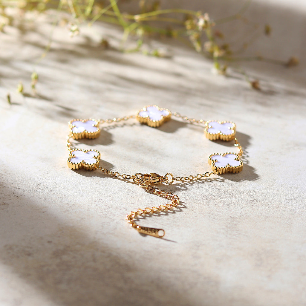 Gold-Tone Black Clover Bracelet for Women