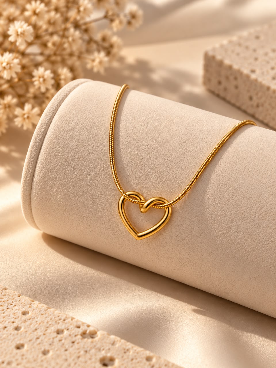 Gold-Tone Interlocking Heart Pendant Necklace for Women | NUSH Jewel