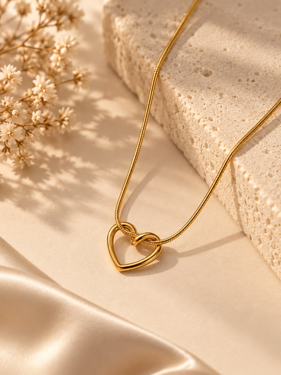 Gold-Tone Interlocking Heart Pendant Necklace for Women | NUSH Jewel