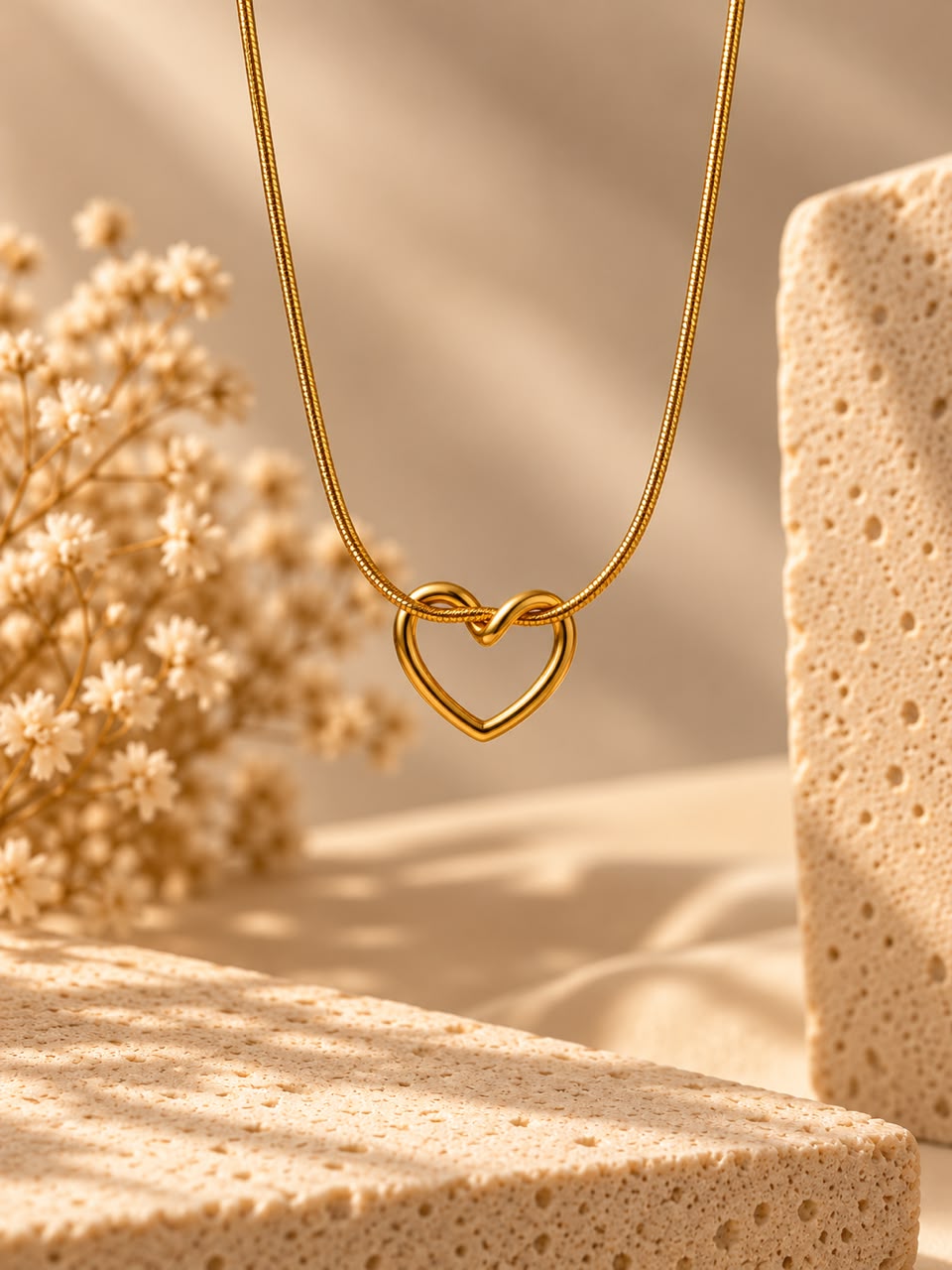 Gold-Tone Interlocking Heart Pendant Necklace for Women | NUSH Jewel