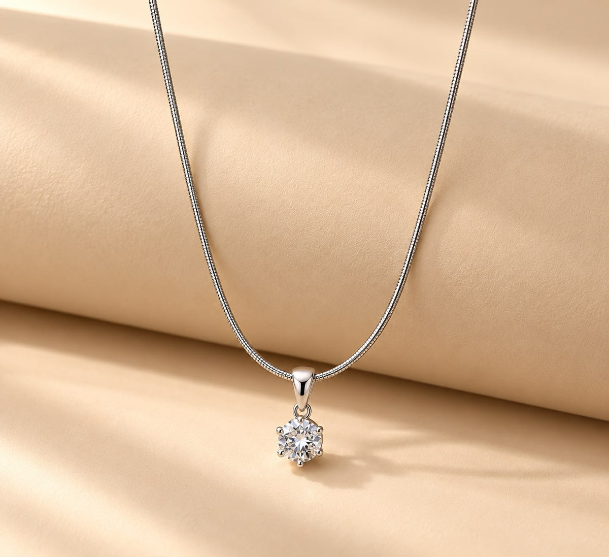 Silver-Tone Solitaire Crystal Pendant Necklace for Women | NUSH Jewel