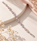 Silver-Tone Pink Crystal Floral Vine Bracelet for Women | NUSH Jewel