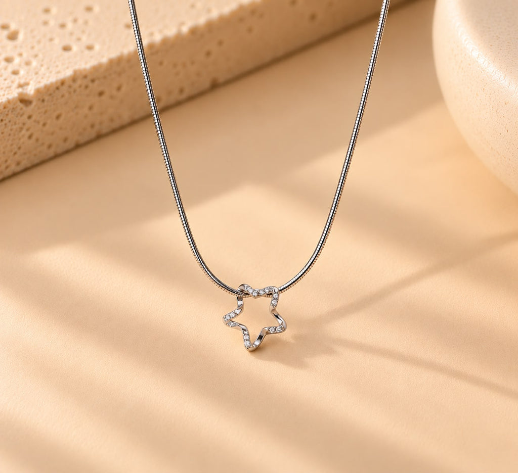 Silver-Tone Star Pendant Necklace for Women | NUSH Jewel